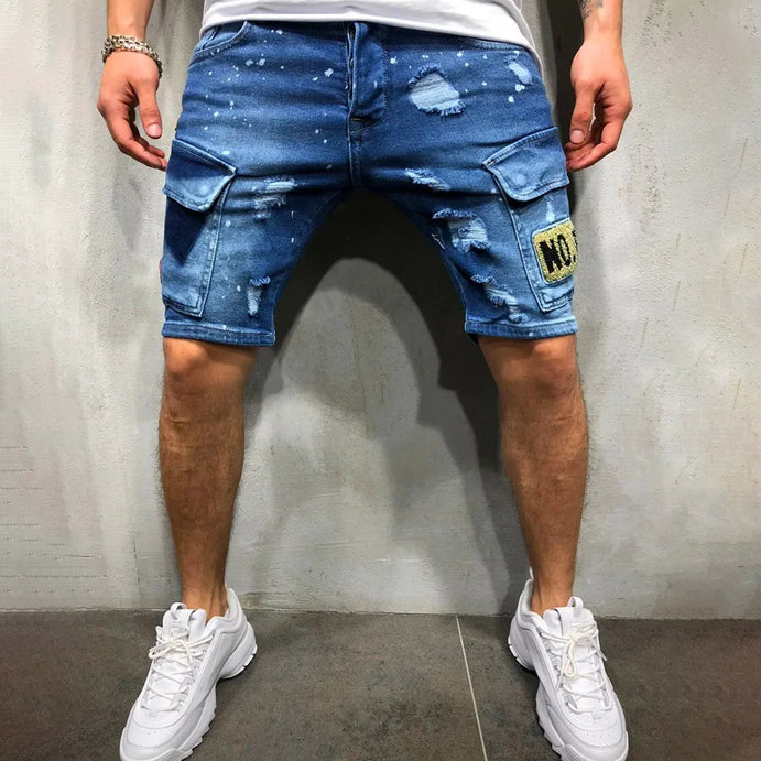 Stretch Straight Denim Shorts