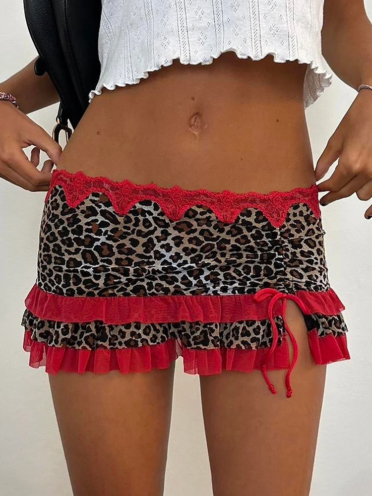 Leopard Print Ruffle Skirt