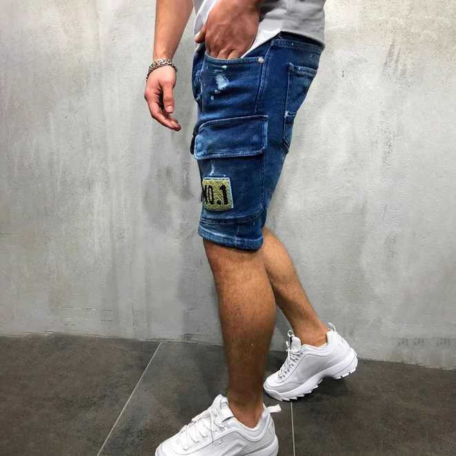 Stretch Straight Denim Shorts