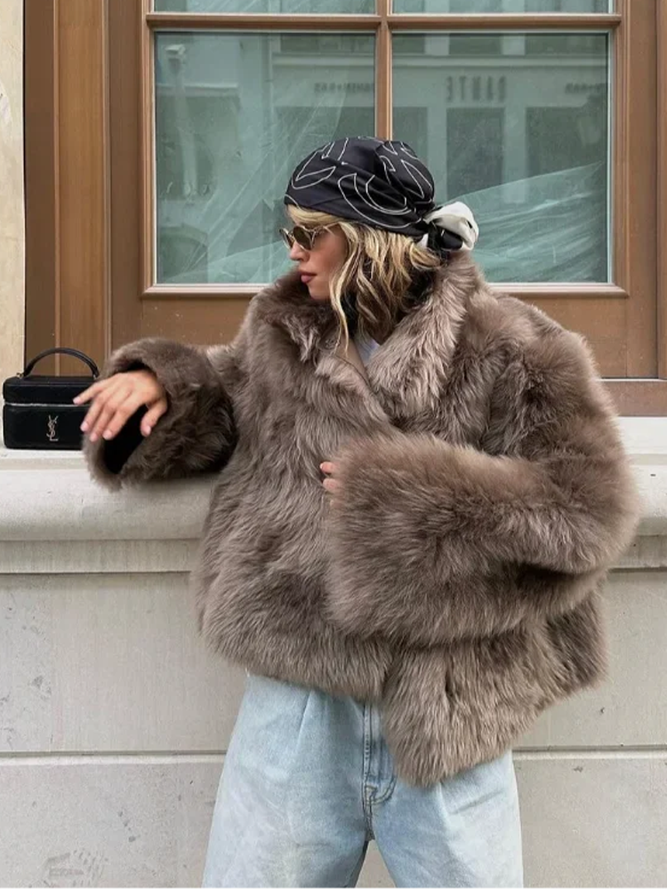 Faux Fur Crop Oversized Coat