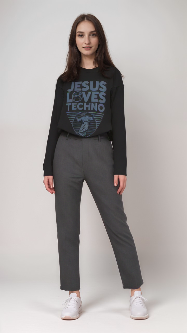 Jesus Loves Techno - Long Sleeve Tee