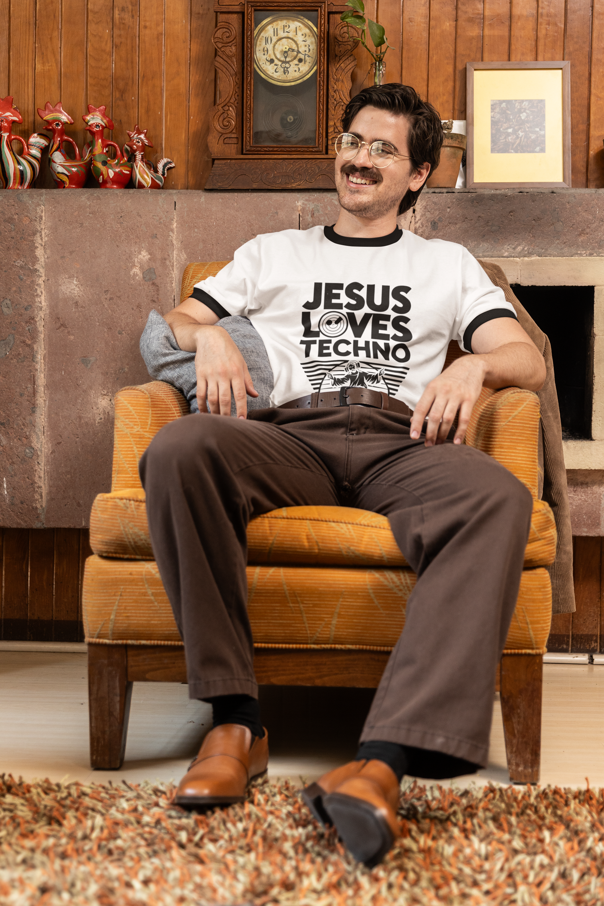 Jesus Loves Techno Ringer Tee