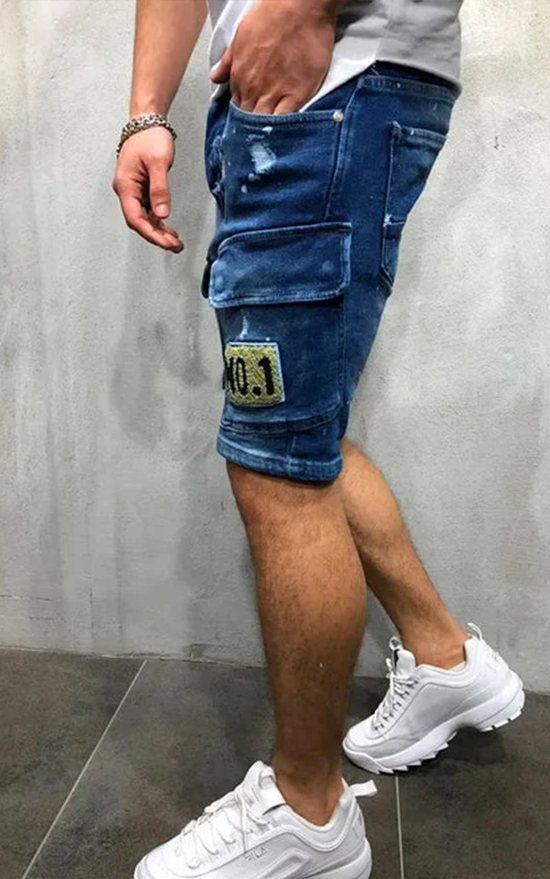 Stretch Straight Denim Shorts