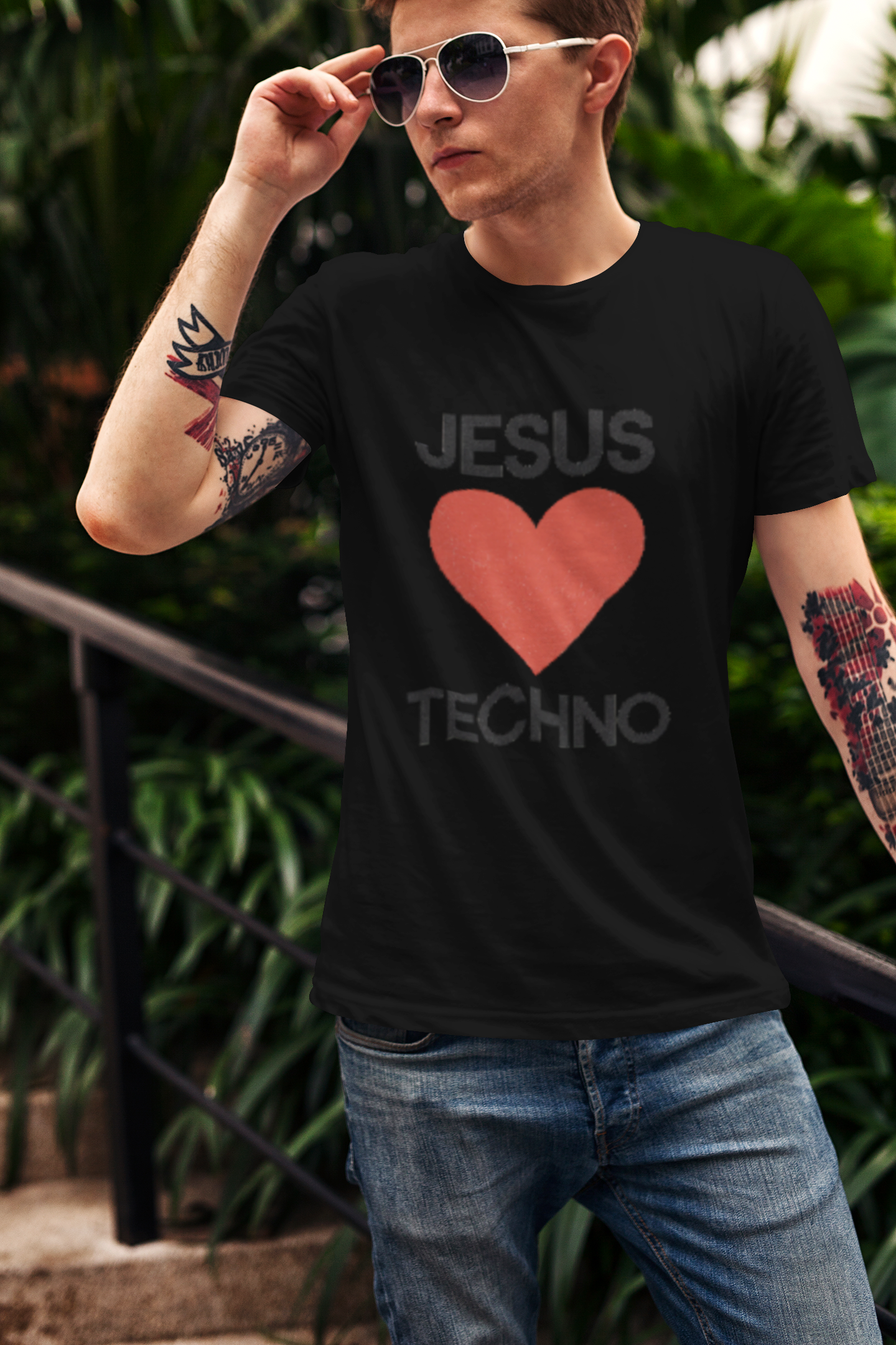 Jesus Hearts Techno T-Shirt