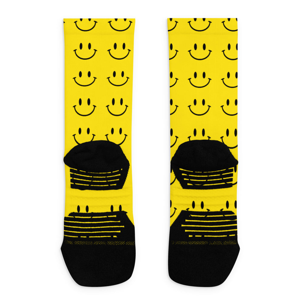 Yellow Smiley - Basketball socks