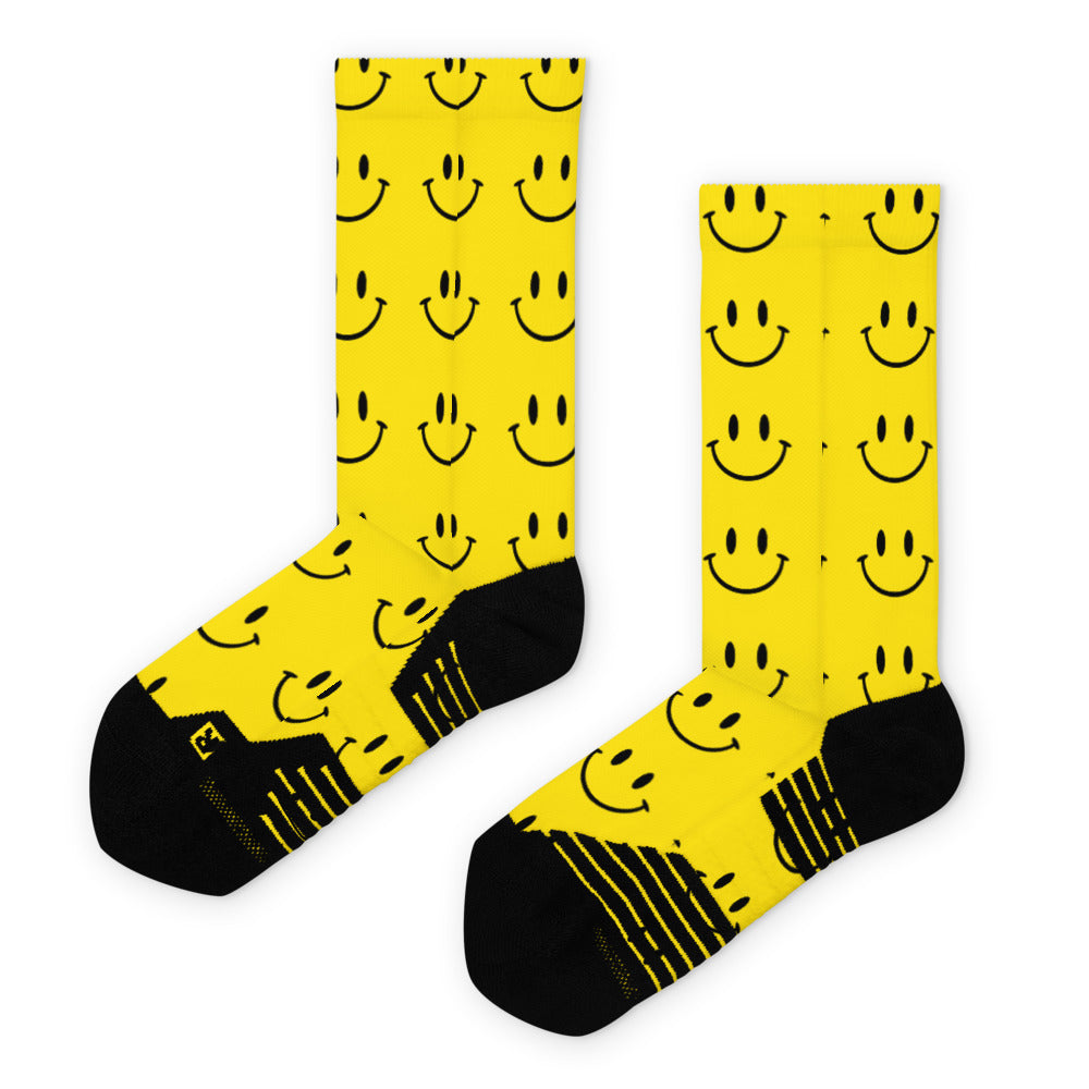 Yellow Smiley - Basketball socks