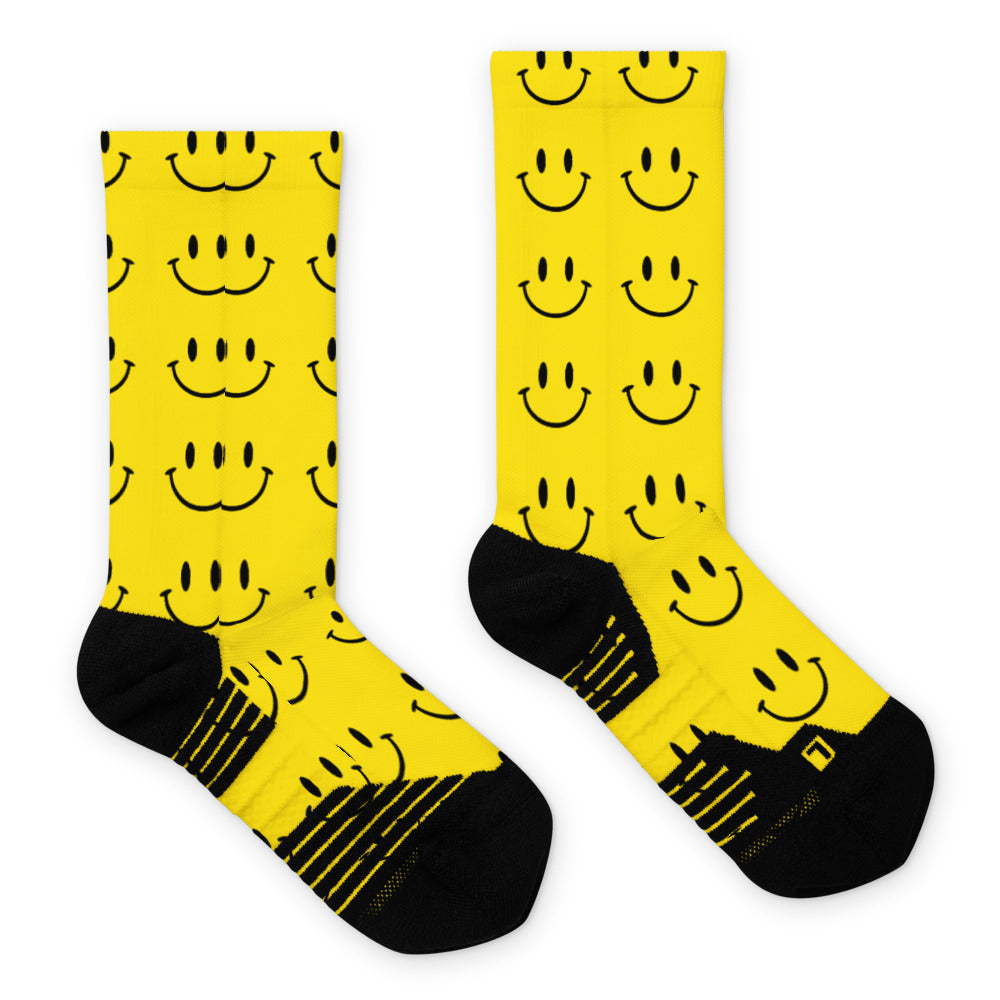 Yellow Smiley - Basketball socks